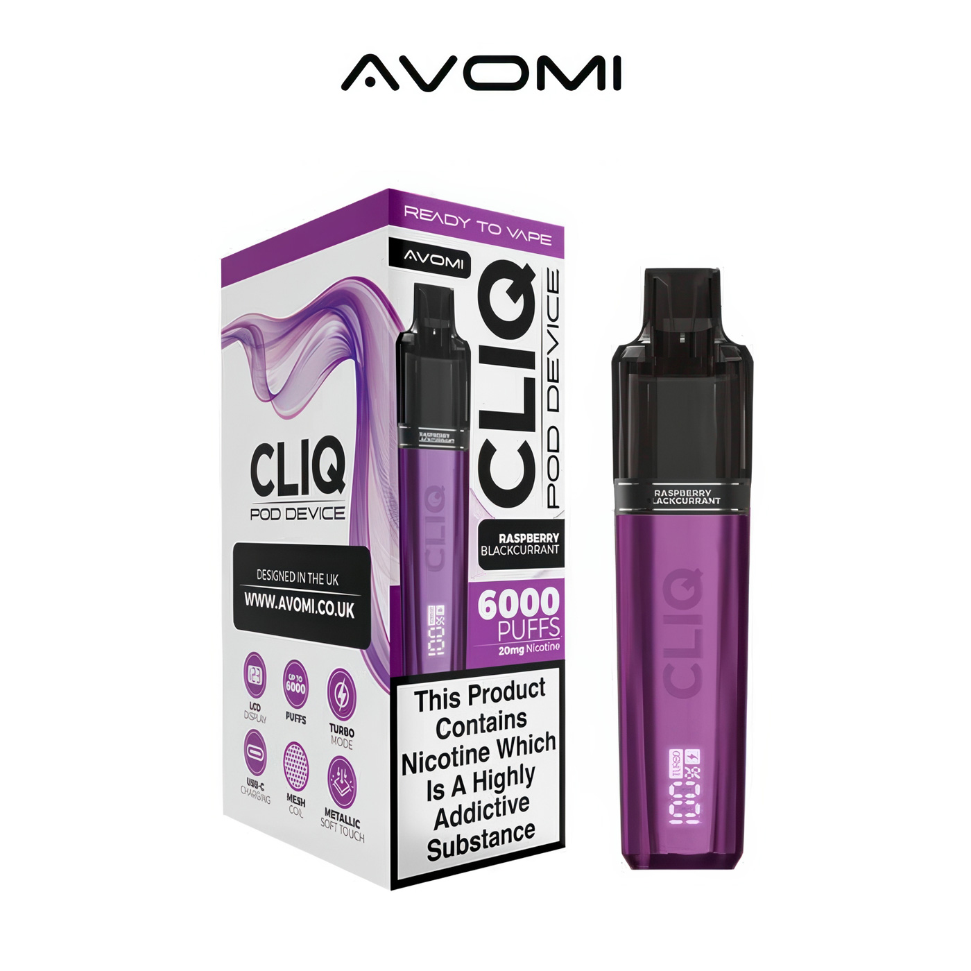 Avomi CLIQ Raspberry Blackcurrant Vape Kit