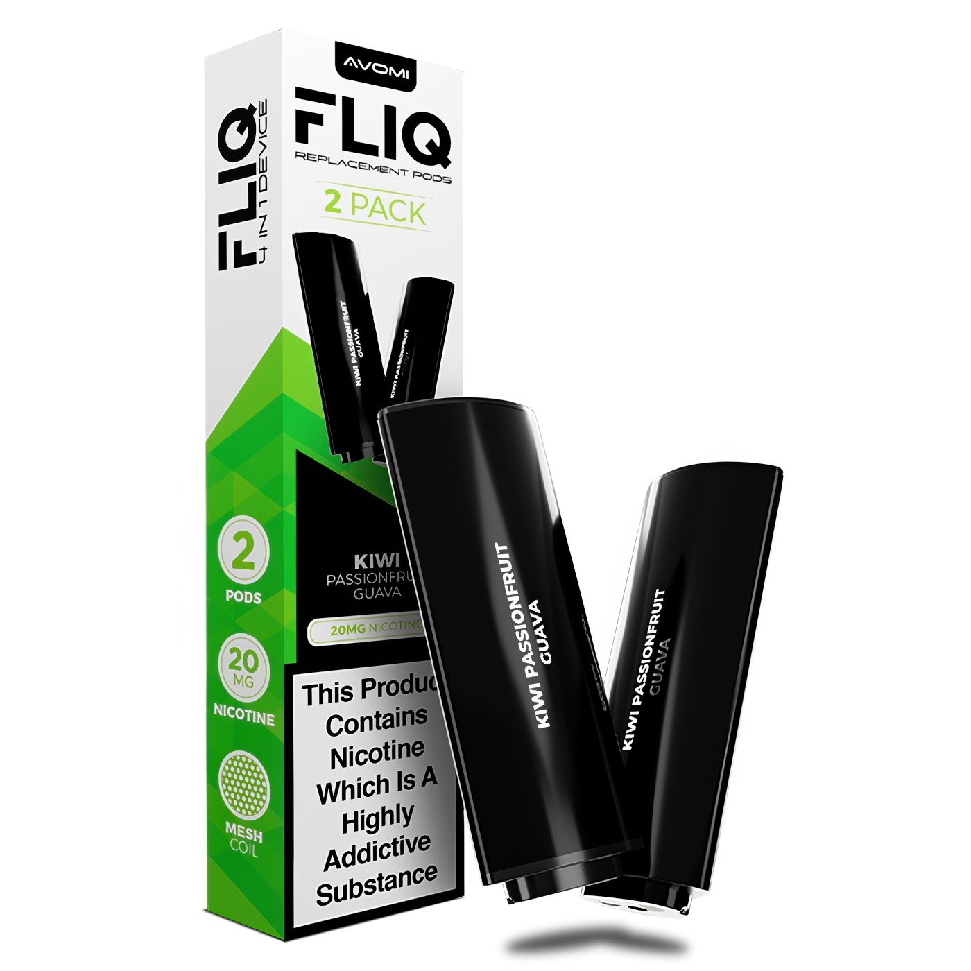 Avomi Fliq refill pods Kiwi Passionfruit Guava