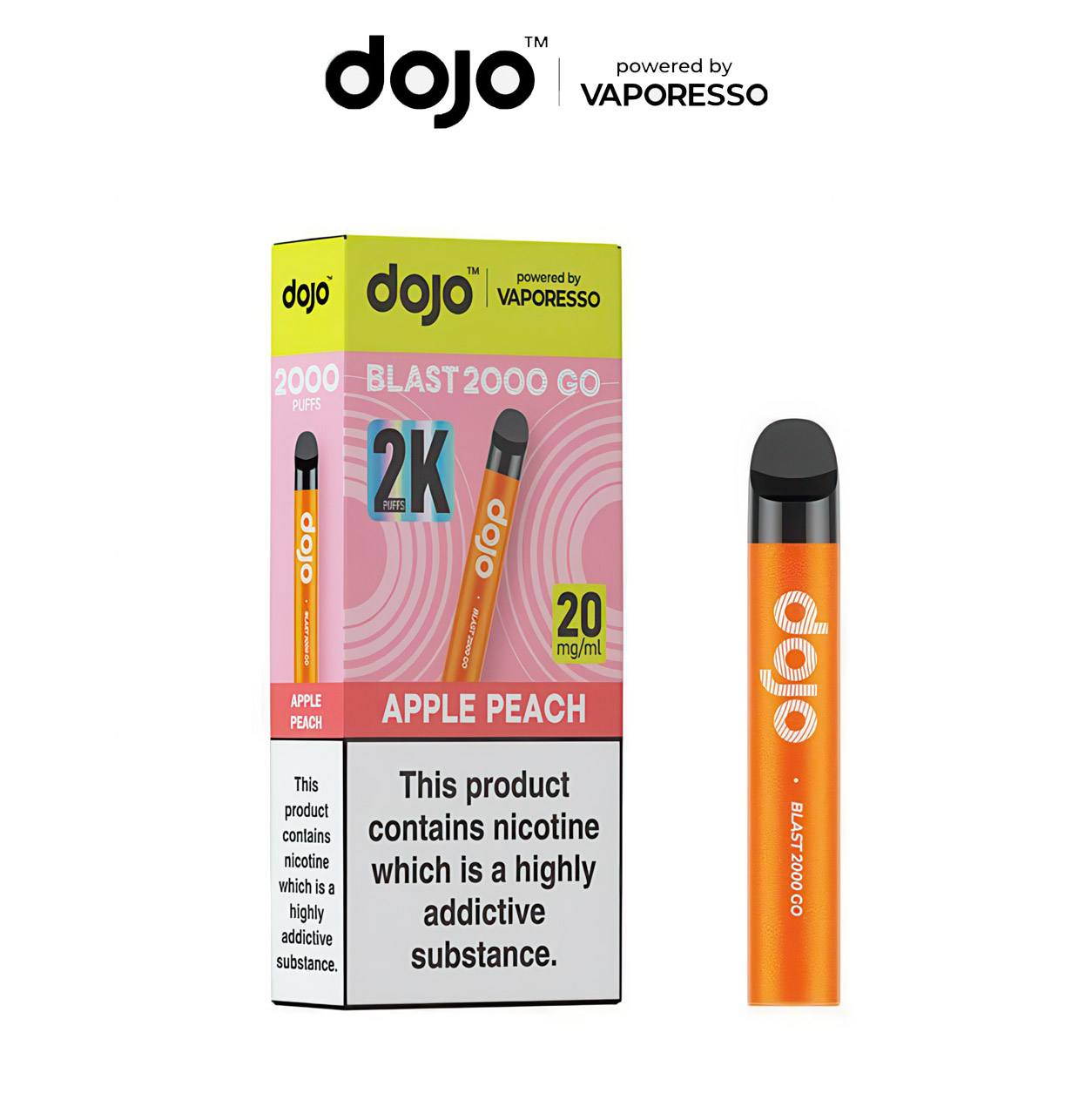 DOJO Blast 2000 GO Vape Kit Apple Peach