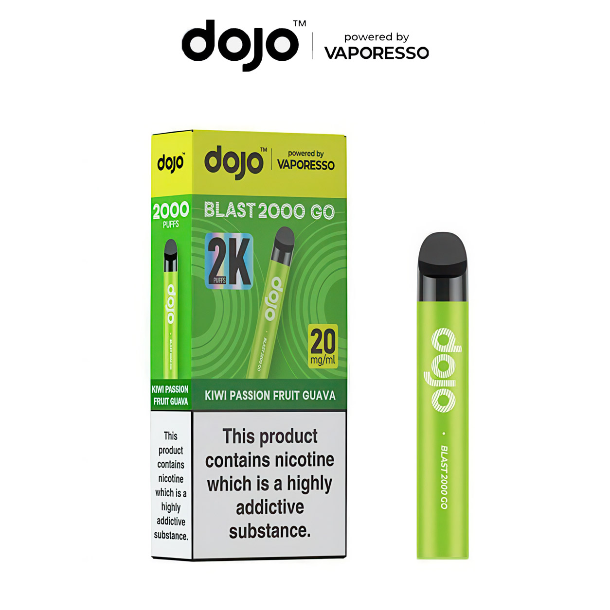DOJO Blast 2000 GO Vape Kit Kiwi Passionfruit Guava