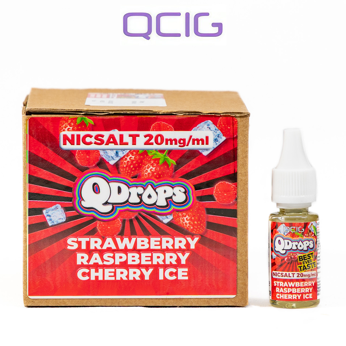 Q Drops Strawberry Raspberry Cherry Ice Nicsalt E-Liquid 20mg